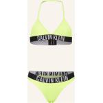 Neongrüne Calvin Klein High Waist Bikinihosen aus Polyester ohne Bügel für Damen 