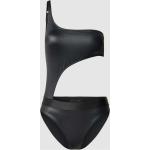 Schwarze Calvin Klein Underwear One Shoulder Damenbadeanzüge mit Cutwork aus Polyamid Größe L 