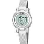 Silberne 10 Bar wasserdichte Wasserdichte CALYPSO Quarz Kunststoffarmbanduhren mit Digital-Zifferblatt mit Kunststoff-Uhrenglas für Damen 