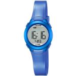 Blaue 10 Bar wasserdichte CALYPSO Quarz Herrenarmbanduhren aus Edelstahl mit Digital-Zifferblatt mit Kunststoff-Uhrenglas 