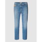 Reduzierte Blaue Geflochtene CAMBIO Nachhaltige Straight Leg Jeans mit Reißverschluss aus Baumwollmischung für Damen Größe L 
