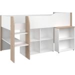Weiße Skandinavische Hochbetten mit Schreibtisch aus Holz mit Rollen 90x200 