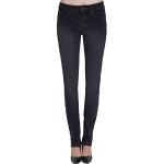 Schwarze Atmungsaktive Slim Fit Jeans aus Fleece maschinenwaschbar für Damen Größe XS Weite 34, Länge 36 für den für den Winter 