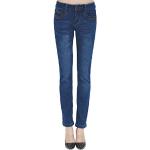 Blaue Slim Fit Jeans aus Fleece maschinenwaschbar für Damen Größe S für den für den Winter 