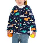 Dunkelblaue Mini Kinderfleecejacken mit Kapuze mit Dinosauriermotiv mit Reißverschluss aus Fleece für Babys Größe 92 für den für den Herbst 