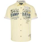 Reduzierte Pastellgelbe Bestickte Camp David Regular Fit Hemden für Herren Größe 3 XL für den für den Sommer 