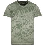 Olivgrüne Vintage Camp David Green V-Ausschnitt T-Shirts für Herren Größe XL 