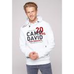 Weiße Casual Langärmelige Camp David Rundhals-Ausschnitt Herrensweatshirts aus Gummi mit Kapuze Größe 3 XL für den für den Herbst 