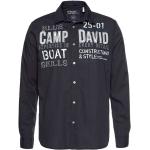 Marineblaue Vintage Langärmelige Camp David Langarmhemden aus Baumwolle für den für den Frühling 