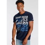 Marineblaue Unifarbene Kurzärmelige Camp David Blue Rundhals-Ausschnitt T-Shirts aus Baumwolle für Herren Größe XXL 