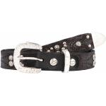Schwarze Elegante Campomaggi Ledergürtel mit Nieten aus Leder für Damen Größe XL Länge 100 