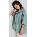 Mintgrüne Oversize TITUS Shirts mit Tasche aus Musselin für Damen Größe S 