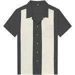 Reduzierte Rockabilly Kurzärmelige Button Down Kragen Hemden mit Button-Down-Kragen für Herren Größe L 