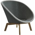 Reduzierte Hellgraue Moderne Polyrattan Sessel aus Teakholz Outdoor 
