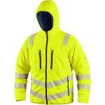Gelbe Warnschutzjacken mit Reißverschluss aus Polyester mit Kapuze für Herren Größe M für den für den Winter 