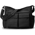 Schwarze Vintage Hobo Bags mit Reißverschluss aus Leinen für Herren 