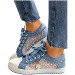 Himmelblaue Plateauabsatz Slip-on Sneaker mit Schnürsenkel in Schmalweite aus Leder wasserfest für Kinder für den für den Herbst 