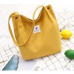Gelbe Canvas Shopper mit Reißverschluss aus Canvas mit Innentaschen für Damen klein zum Schulanfang 