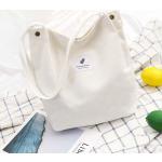 Weiße Canvas Shopper mit Reißverschluss aus Canvas mit Innentaschen für Damen klein zum Schulanfang 