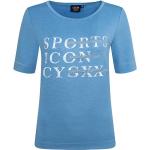 Blaue Halblangärmelige CANYON Sportswear T-Shirts mit Nieten aus Polyester für Damen Größe M 