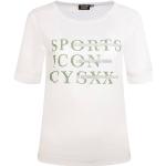 Khakifarbene Halblangärmelige CANYON Sportswear T-Shirts mit Nieten aus Polyester für Damen Größe M 