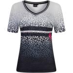 Schwarze Blumenmuster Kurzärmelige CANYON Sportswear V-Ausschnitt T-Shirts für Damen Übergrößen 