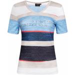 Indigofarbene Gestreifte Halblangärmelige CANYON Sportswear V-Ausschnitt T-Shirts trocknergeeignet für Damen Größe M 