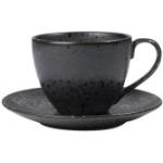 Schwarze Bitz Cappuccinotassen 220 ml mit Kaffee-Motiv aus Steingut 