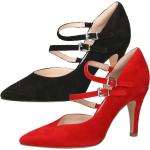 Schwarze Caprice Spitze High Heels & Stiletto-Pumps mit Riemchen in Komfortweite aus Veloursleder für Damen Größe 39 mit Absatzhöhe 7cm bis 9cm 