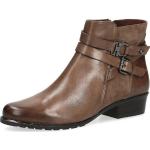 Reduzierte Braune Caprice Spitze Blockabsatz Ankle Boots & Klassische Stiefeletten mit Reißverschluss aus Leder für Damen Größe 40,5 