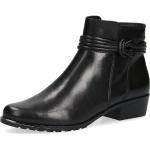 Reduzierte Schwarze Caprice Spitze Blockabsatz Ankle Boots & Klassische Stiefeletten mit Reißverschluss aus Leder für Damen 