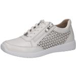 Reduzierte Weiße Caprice Low Sneaker mit Reißverschluss in Komfortweite aus Leder für Damen Größe 41 