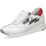 Weiße Caprice Low Sneaker mit Schnürsenkel in Breitweite aus Leder für Damen Größe 39 