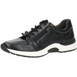 Schwarze Caprice Low Sneaker mit Reißverschluss in Komfortweite aus Leder mit herausnehmbarem Fußbett für Damen Größe 42 