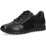 Schwarze Caprice Low Sneaker mit Reißverschluss in Normalweite aus Leder leicht für Damen Größe 42 mit Absatzhöhe bis 3cm 