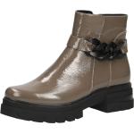 Braune Unifarbene Caprice Runde Blockabsatz Ankle Boots & Klassische Stiefeletten mit Reißverschluss aus Leder für Damen Größe 38 mit Absatzhöhe bis 3cm 