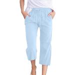 Hellblaue Casual Capri-Jeans aus Leinen für Damen Größe L Große Größen für den für den Sommer 