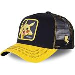 Schwarze Pokemon Pikachu Snapback-Caps mit Klettverschluss aus Mesh für Herren Einheitsgröße 