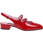 Rote Lack-Optik Elegante Carel Slingback Pumps mit Riemchen aus Kalbsleder leicht für Damen Größe 40 mit Absatzhöhe bis 3cm 