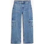 Blaue Monki Bio Hüftjeans & Low Waist Jeans mit Reißverschluss aus Denim für Damen 