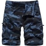 Blaue Camouflage Hip Hop Cargo-Shorts mit Basketball-Motiv mit Reißverschluss aus Denim für Herren Übergrößen für den für den Sommer 