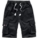 Schwarze Camouflage Cargo-Shorts mit Reißverschluss aus Baumwolle für Herren Größe 5 XL für den für den Sommer 