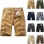 Dunkelblaue Cargo-Shorts mit Reißverschluss aus Leinen für Herren Größe M Petite für den für den Sommer 