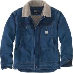 Blaue Carhartt Gefütterte Jeansjacken mit Knopf aus Denim für Herren Größe L für den für den Winter 