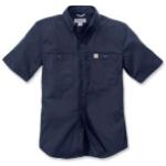 Marineblaue Gesteppte Kurzärmelige Carhartt Stehkragen Stehkragenhemden mit Reißverschluss aus Canvas für Herren Größe S 