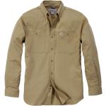 Khakifarbene Langärmelige Carhartt Button Down Kragen Herrenlangarmhemden mit Reißverschluss schmutzabweisend Größe S 