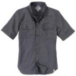 Schwarze Kurzärmelige Carhartt Fort Stehkragen Shirts mit Tasche aus Baumwolle für Herren Größe S 