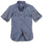 Blaue Kurzärmelige Carhartt Fort Stehkragen Shirts mit Tasche aus Baumwolle für Herren Größe S 