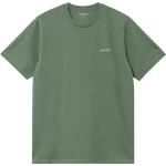 Grüne Bestickte Streetwear Carhartt Script T-Shirts aus Denim für Herren Größe S für den für den Frühling 