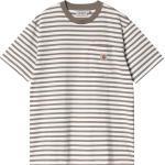 Braune Gestreifte Streetwear Carhartt Shirts mit Tasche aus Denim für Herren Größe L für den für den Frühling 